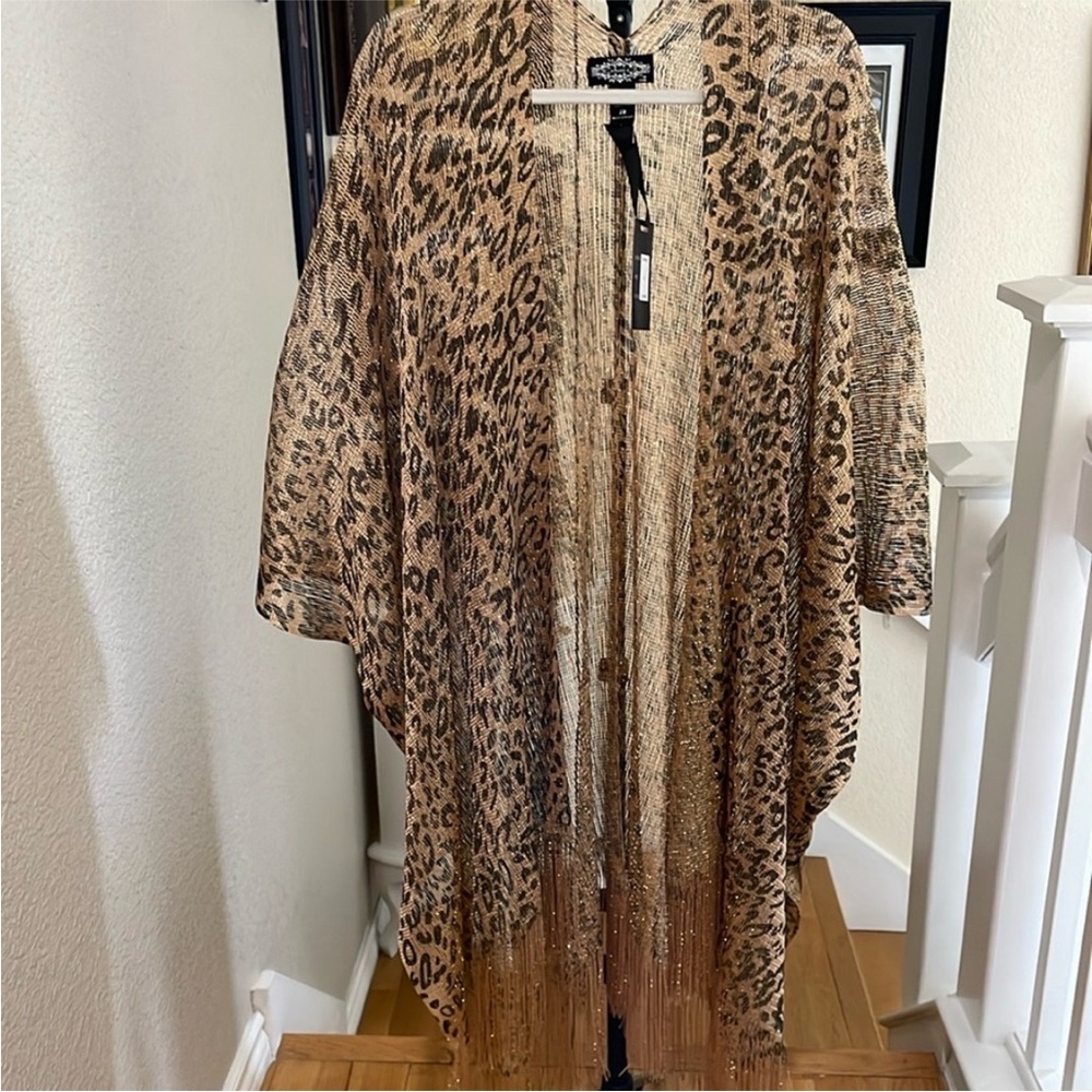 Leopard Print Fringe Kimono